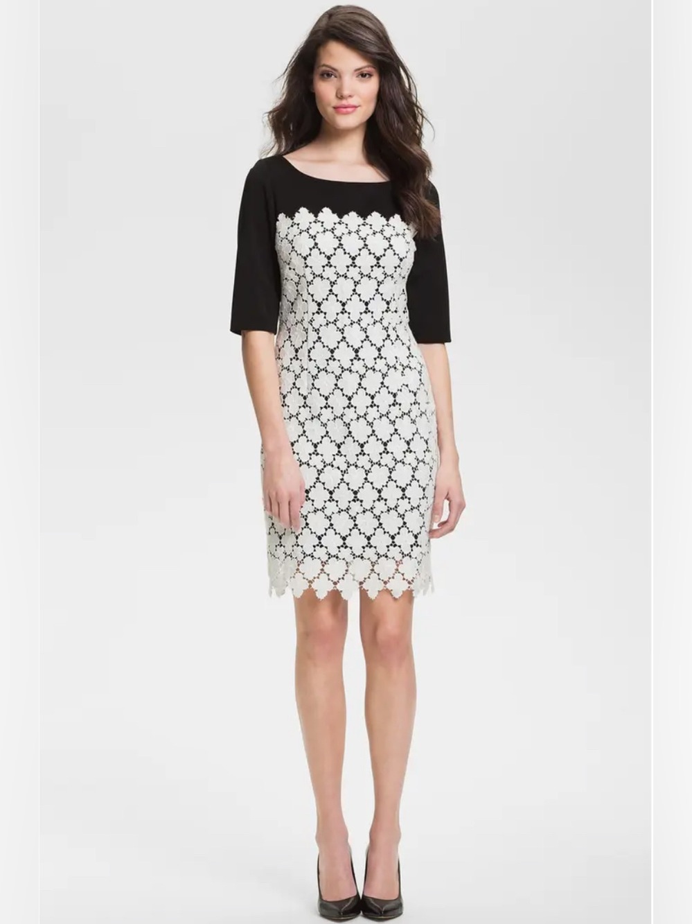 Suzi Chin for Maggy BoutiqueLace Overlay Sheath  Dress